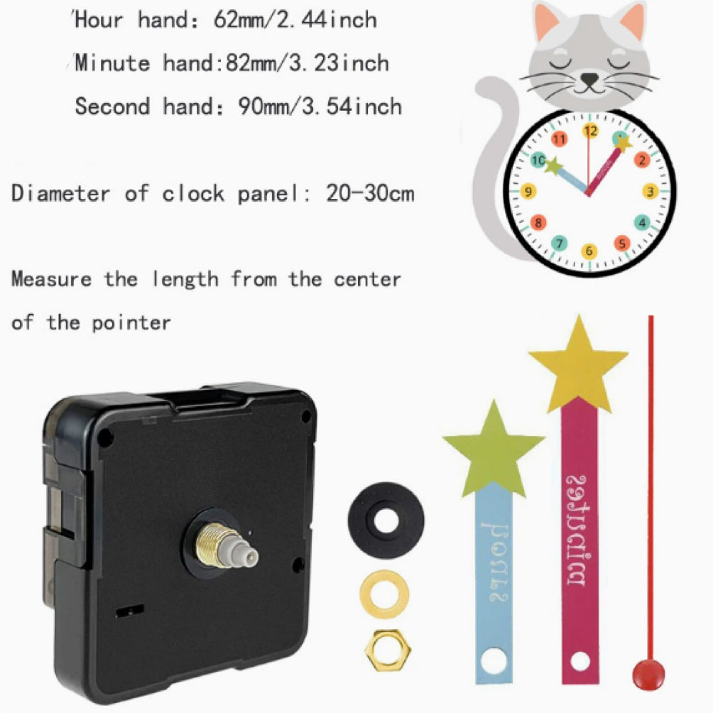 Silent DIY Clock Movement Kit with Integrated Hanger – Short Shaft (13mm) for Custom Clock Making
