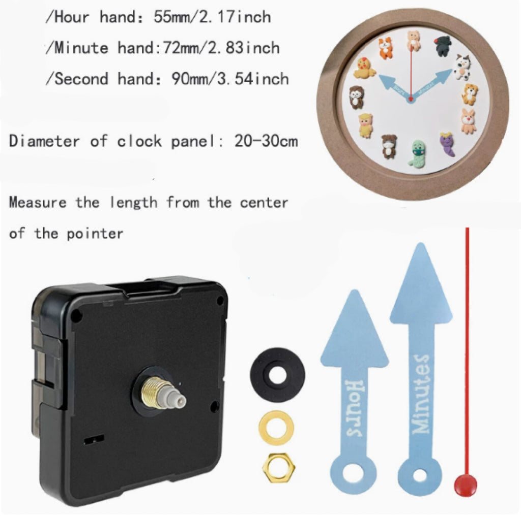 Silent DIY Clock Movement Kit with Integrated Hanger – Short Shaft (13mm) for Custom Clock Making