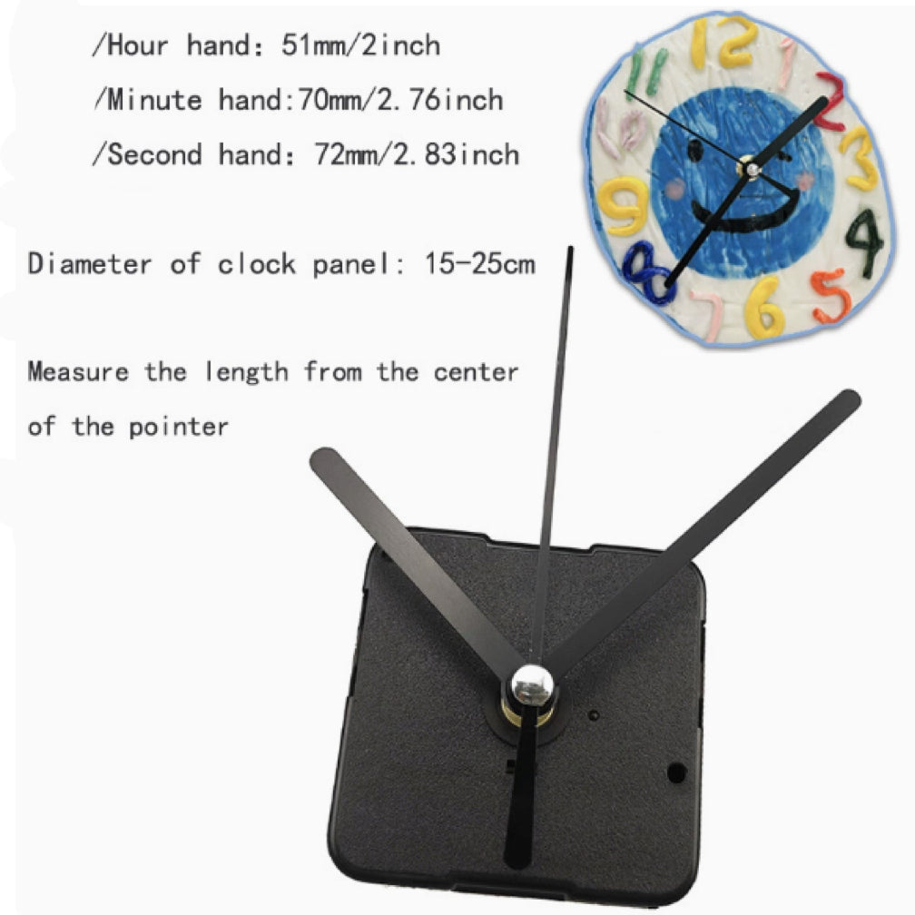 Silent DIY Clock Movement Kit with Integrated Hanger – Short Shaft (13mm) for Custom Clock Making